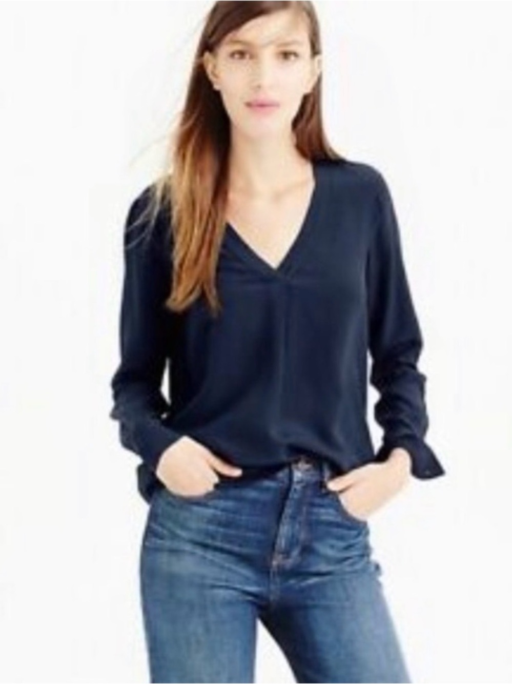 J.Crew navy blue long-sleeve V-neck Size 4